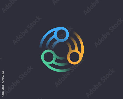 Abstract vortex spin logo icon design abstract modern minimal gradient line art illustration. Sun flower swirl colorful vector emblem sign symbol mark logotype for dark background