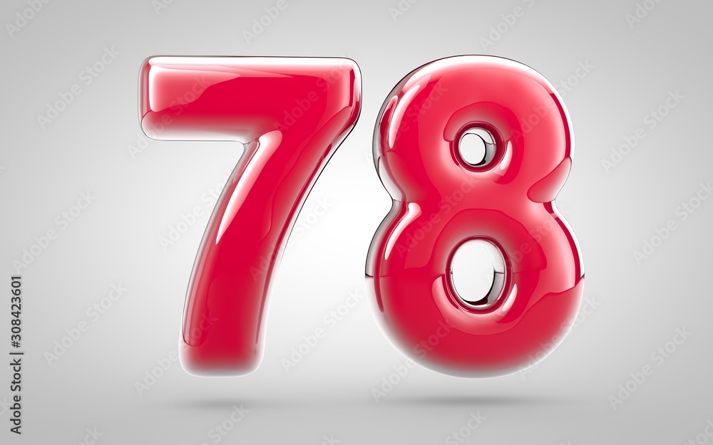 Pink nail polish 3d number 78 on white background Pink nail polish 3d number 78 on white background