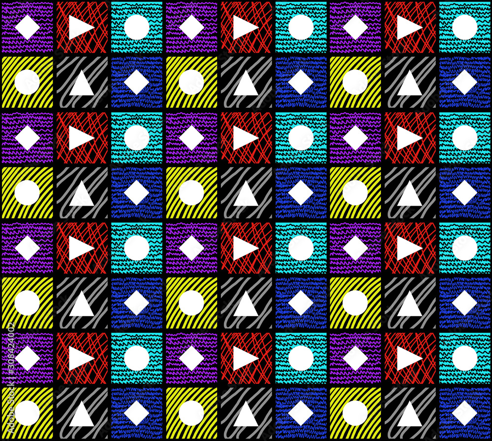 Multicolor triangle, round shapes pattern. - Illustration Multicolor triangle, round shapes pattern. - Illustration