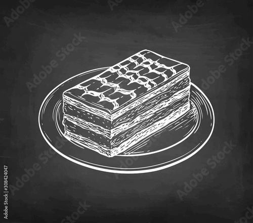 Chalk sketch of french dessert.