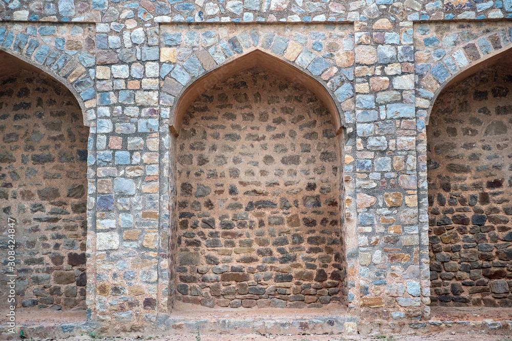 Doorway architecture details of Humayans Tomb, ancient ruins in New Delhi India