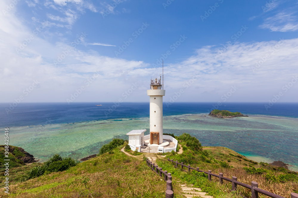 Hirakubo lighthouse on the Island of Ishigaki in Okinawa prefecture, Japan.