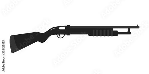 Black shotgun military weapon isolated on white