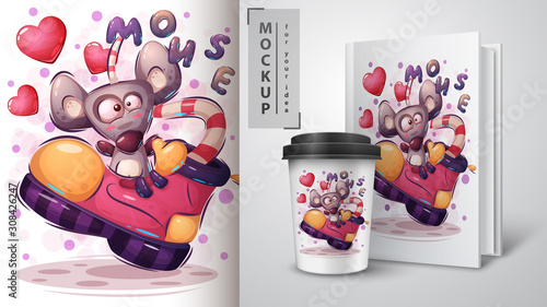 Happy animal mouse poster and merchandising