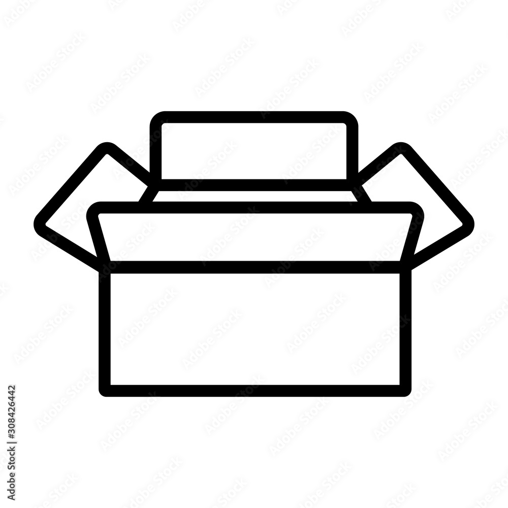 Open box icon vector. Thin line sign. Isolated contour symbol illustration Open box icon vector. Thin line sign. Isolated contour symbol illustration