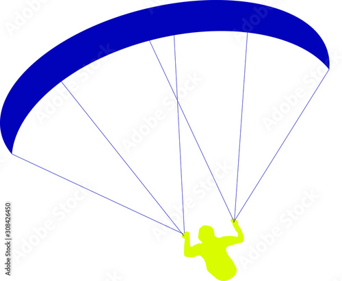 silhouette paraglider or parachutist in flight