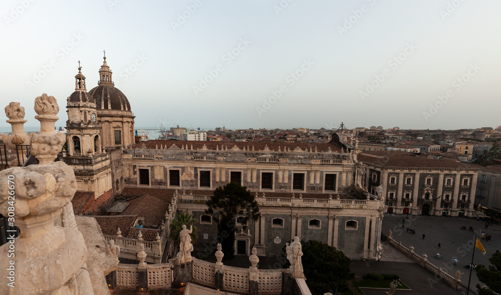 Top view of St. Agata church, Catania