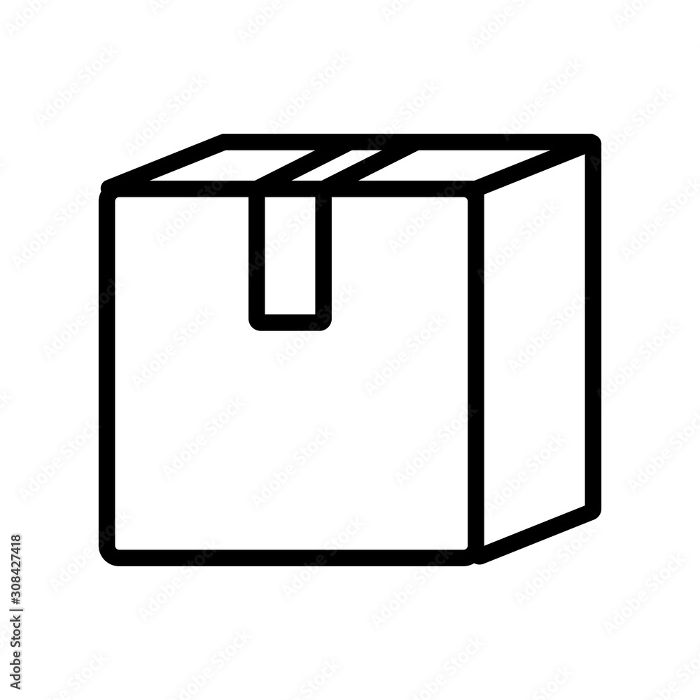 Closed box icon vector. Thin line sign. Isolated contour symbol illustration Closed box icon vector. Thin line sign. Isolated contour symbol illustration