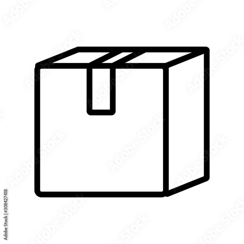 Closed box icon vector. Thin line sign. Isolated contour symbol illustration