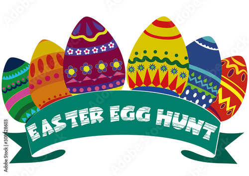 easter egg hunter, illustration of easter eggs illustration. Background