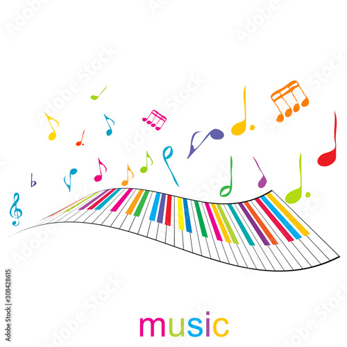 Music poster with piano keys and music notes