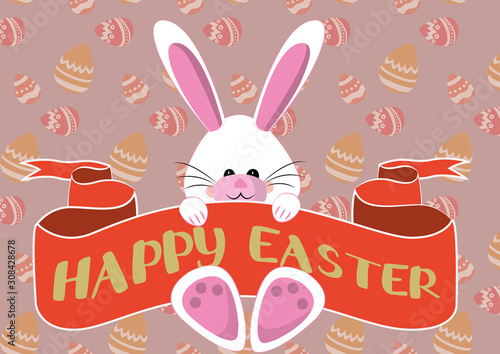 easter card with bunny and eggs