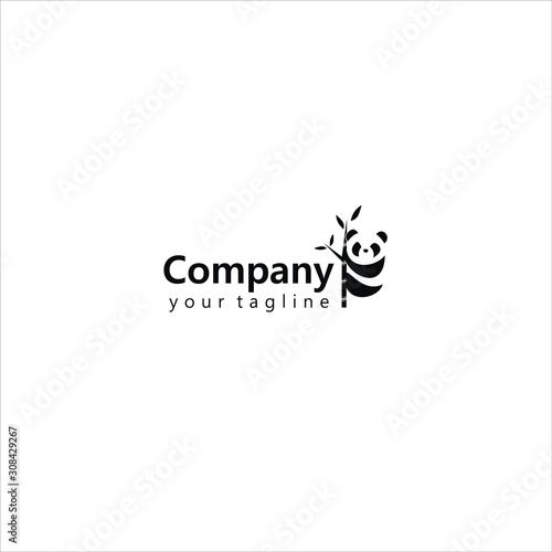 logo for company panda Logo template with bamboos photo