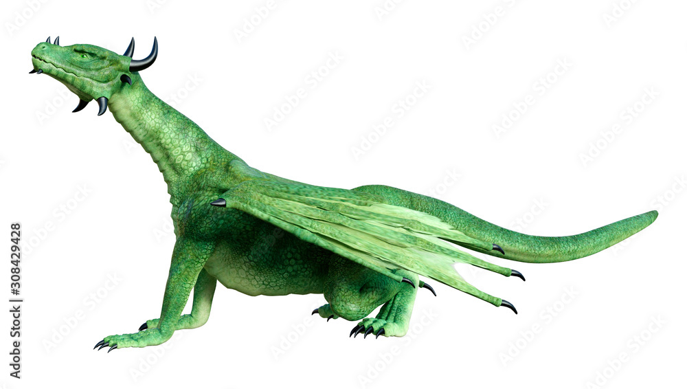 3D Rendering Fairy Tale Dragon on White 3D Rendering Fairy Tale Dragon on White