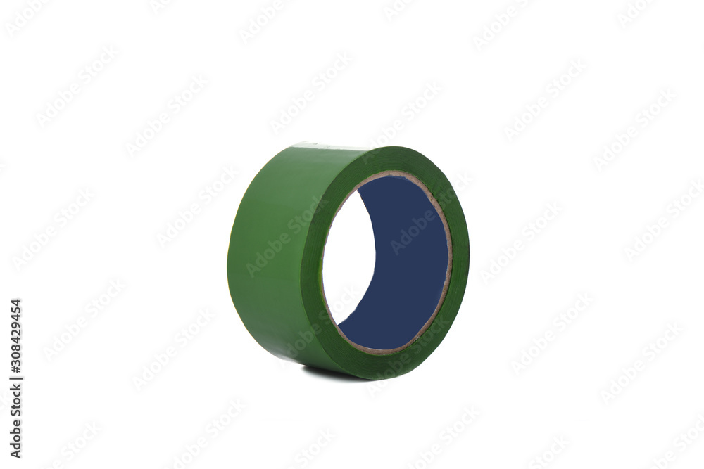 A roll of green duct tape isolated on a white background. A roll of green duct tape isolated on a white background.
