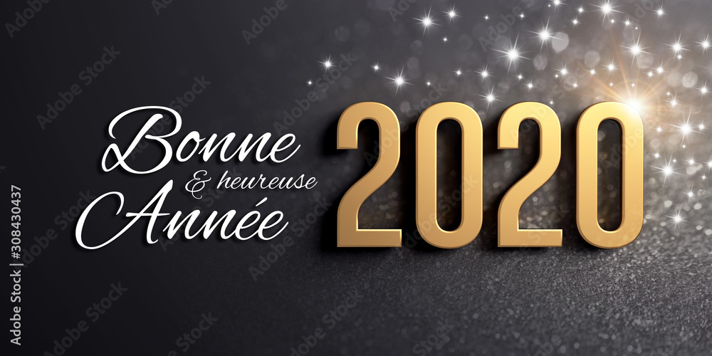 2020 Carte de voeux noire et or 2020 Carte de voeux noire et or