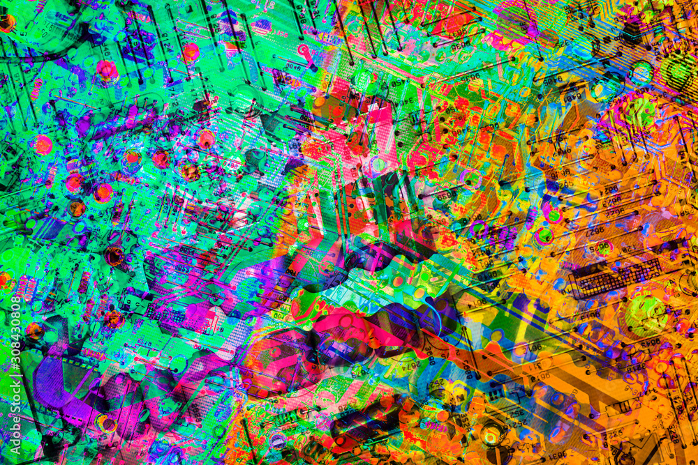 Electronic Microcircuit Motherboard Detail Multicolored Background Electronic Microcircuit Motherboard Detail Multicolored Background