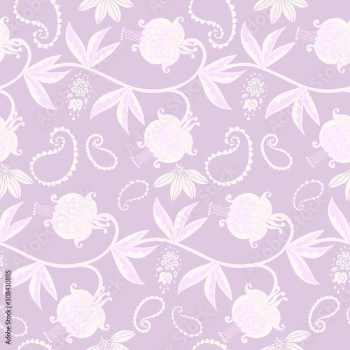 Elegant seamless pattern with tender floral ornament. Silk fabric design.