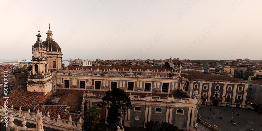 Fototapeta premium Top view of St. Agata church, Catania