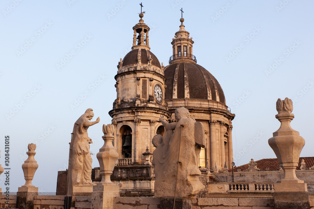 Fototapeta premium Top view of St. Agata church, Catania