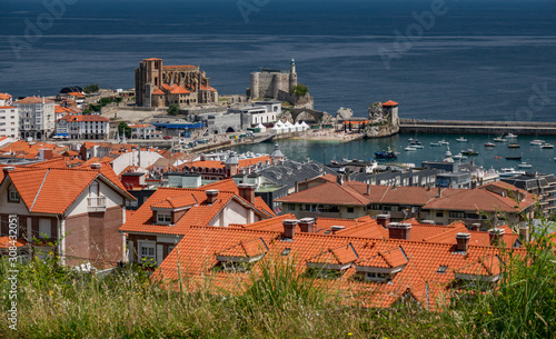 Castro Urdiales city with marina and cathedral