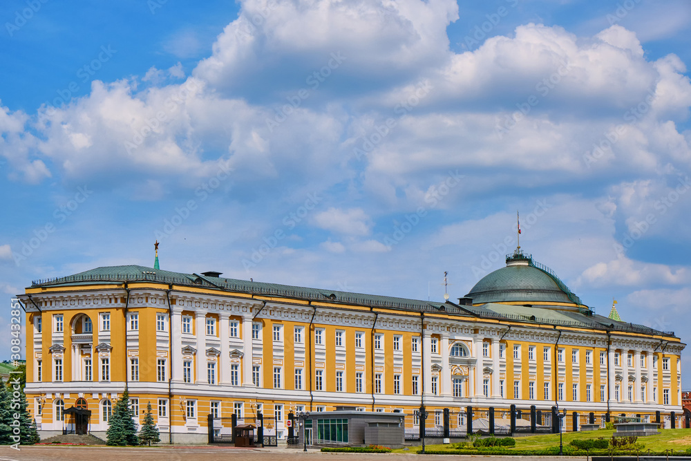 Fototapeta premium The Senate Palace is a ceremonial building on territory of the Moscow Kremlin, built by the Russian architect Matvey Kazakov in 1776-1787 - Kremlin, Moscow, Russia in June 2019