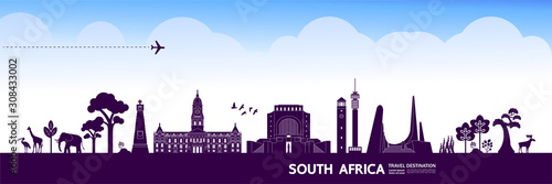 South Africa travel destination grand vector illustration.