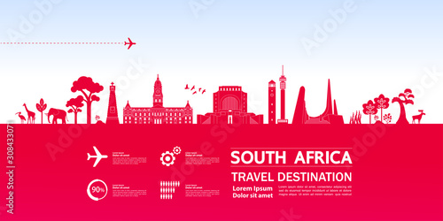South Africa travel destination grand vector illustration.