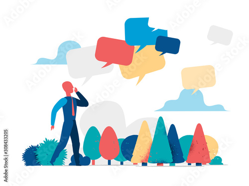 Man spreading the news, messages - Vector	