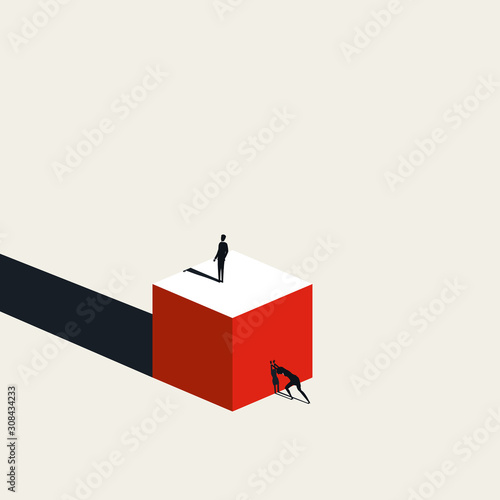 Business woman exploitation by male boss vector concept. Woman doing all hard work. Discrimination, inequality symbol.