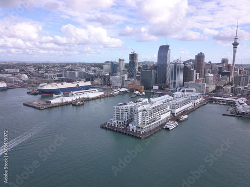 Viaduct Harbour, Auckland / New Zealand - December 9, 2019: The beautiful scene surrounding the Viaduct harbour, marina bay, Wynyard, St Marys Bay and Westhaven, all of New Zealand’s North Island photo