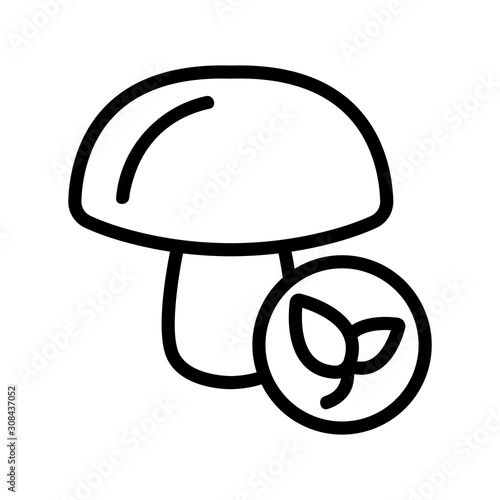Natural mushroom icon vector. Thin line sign. Isolated contour symbol illustration