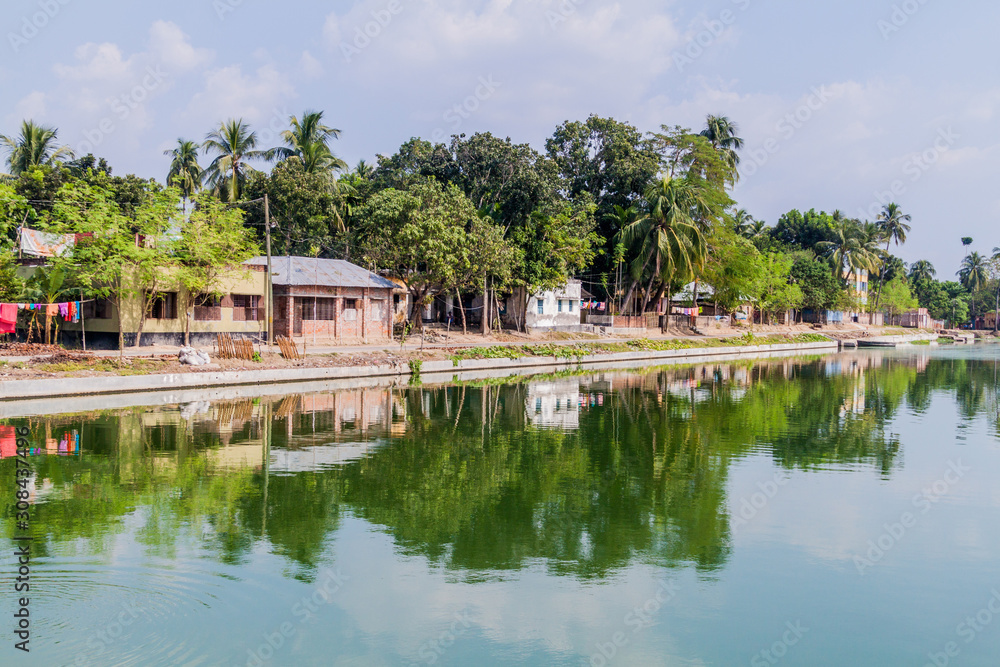 View of a pond in Puthia village, Bangladesh
