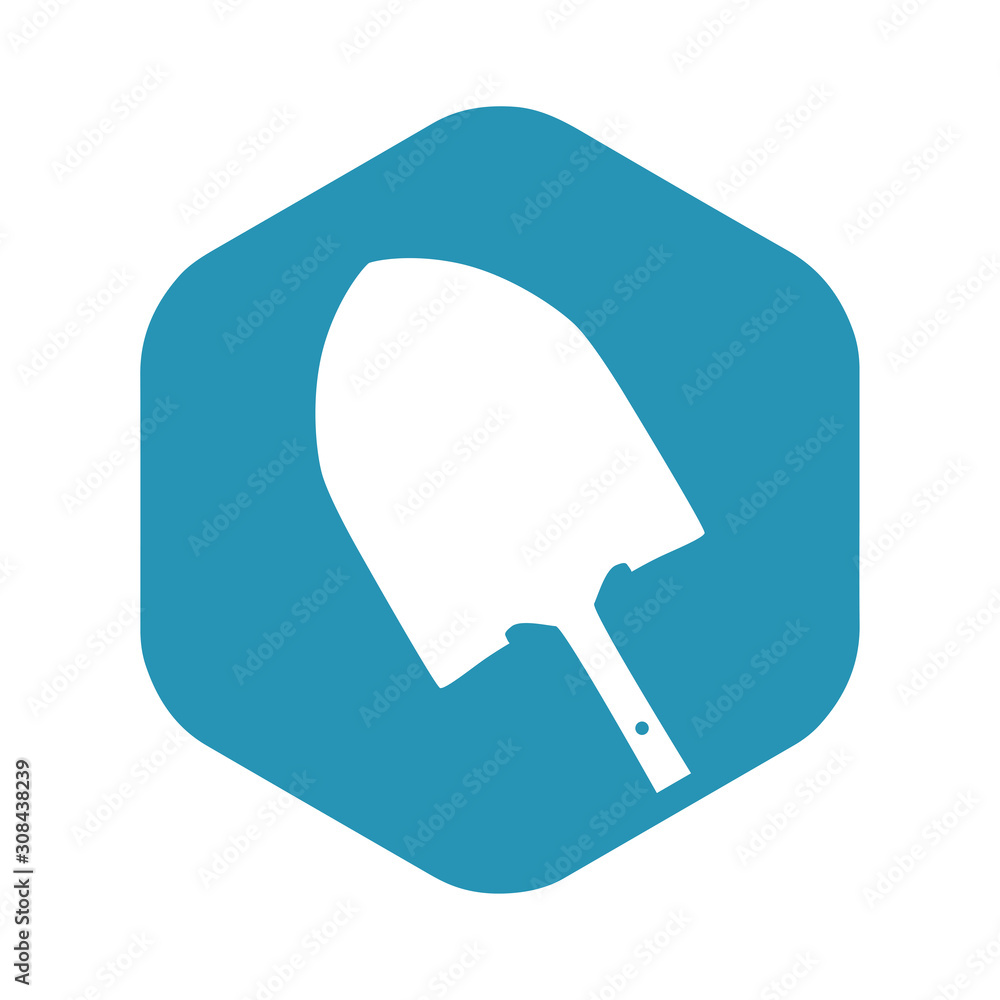 Shovel icon. The tool for the production of land works when working on a construction site, in the garden and agriculture. Vector illustration isolated on white background for design and web. Shovel icon. The tool for the production of land works when working on a construction site, in the garden and agriculture. Vector illustration isolated on white background for design and web.