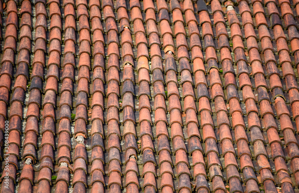 Texture background-old roof made of clay tiles Texture background-old roof made of clay tiles