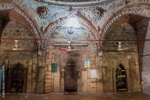 SONA MASJID, BANGLADESH - NOVEMBER 11, 2016: Interior of ancient Khania Dighi (Khaniadighi) mosque in Sona Masjid area, Bangladesh