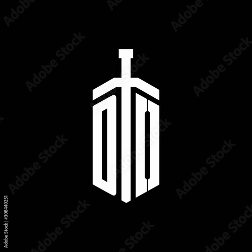 DO logo monogram with sword element ribbon design template
