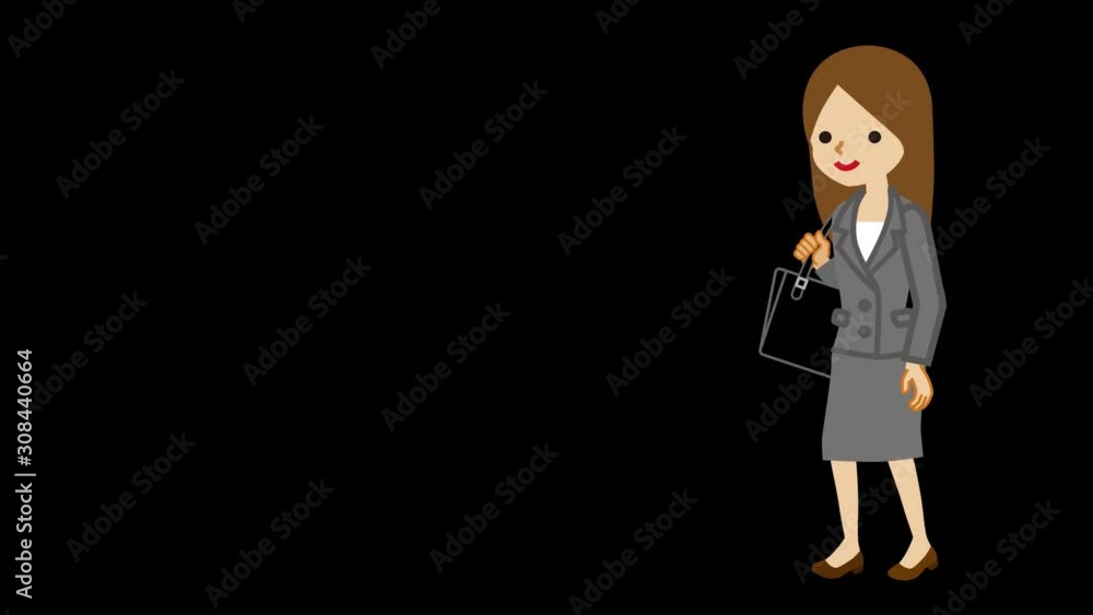 Alpha channel file - Animation of cartoon businesswoman who walk and passing through the screen Alpha channel file - Animation of cartoon businesswoman who walk and passing through the screen
