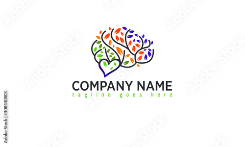 Tree, Leaf Brain Life Coach Concept Logo Design