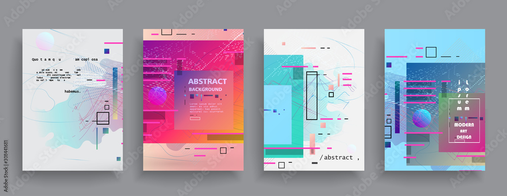 Fototapeta premium Creative cover design. Set of horizontal a4 covers