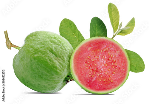 Fresh guava fruit isolated on white background photo