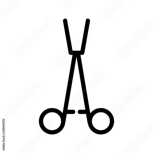 surgical clamp icon vector. Thin line sign. Isolated contour symbol illustration