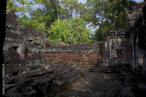 Inside the destroyed complexes in the Angkor Wat Archaeological Park, Siem Reap, Cambodia.