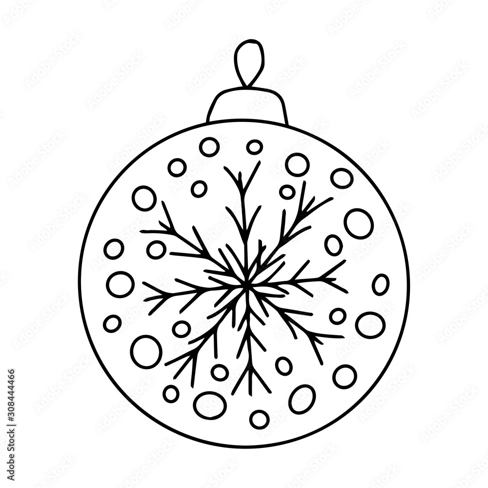 Christmas and new year winter icons. Christmas ball, decoration, toy. Hand drawn monochrome set, black and white. Happy, holiday, celebration. Isolated object on white background. Art Line. Doodle Christmas and new year winter icons. Christmas ball, decoration, toy. Hand drawn monochrome set, black and white. Happy, holiday, celebration. Isolated object on white background. Art Line. Doodle