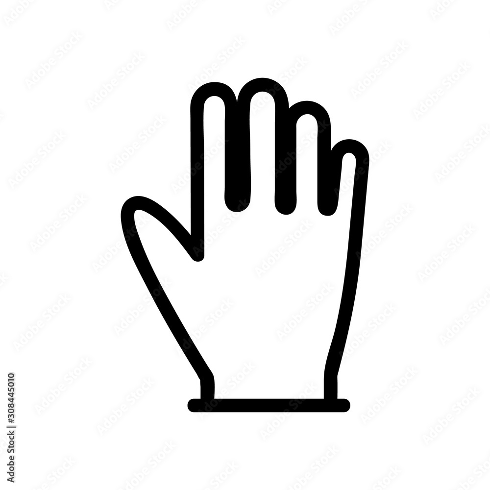 Rubber glove icon vector. Thin line sign. Isolated contour symbol illustration Rubber glove icon vector. Thin line sign. Isolated contour symbol illustration
