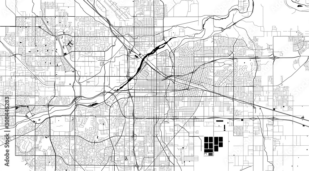 Obraz premium map of the city of Bakersfield, USA