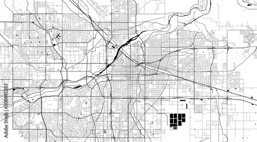 map of the city of Bakersfield, USA