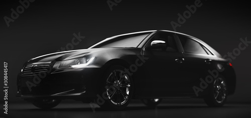 New car, sedan type in modern style. 3D illustration