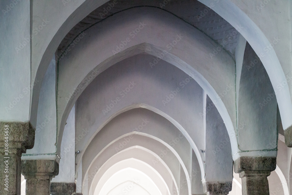 Arches of Sixty Dome Mosque (Shaṭ Gombuj Moshjid or Shait Gumbad mosque) in Bagerhat, Bangladesh