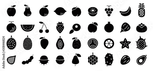 Fruits Icon Set (Flat Silhouette Version)